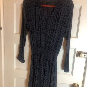 Rails Black Patterned Long Sleeve Smocked Waist Dress